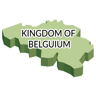 ベルギー王国無料フリーイラスト｜英語・立体(緑)